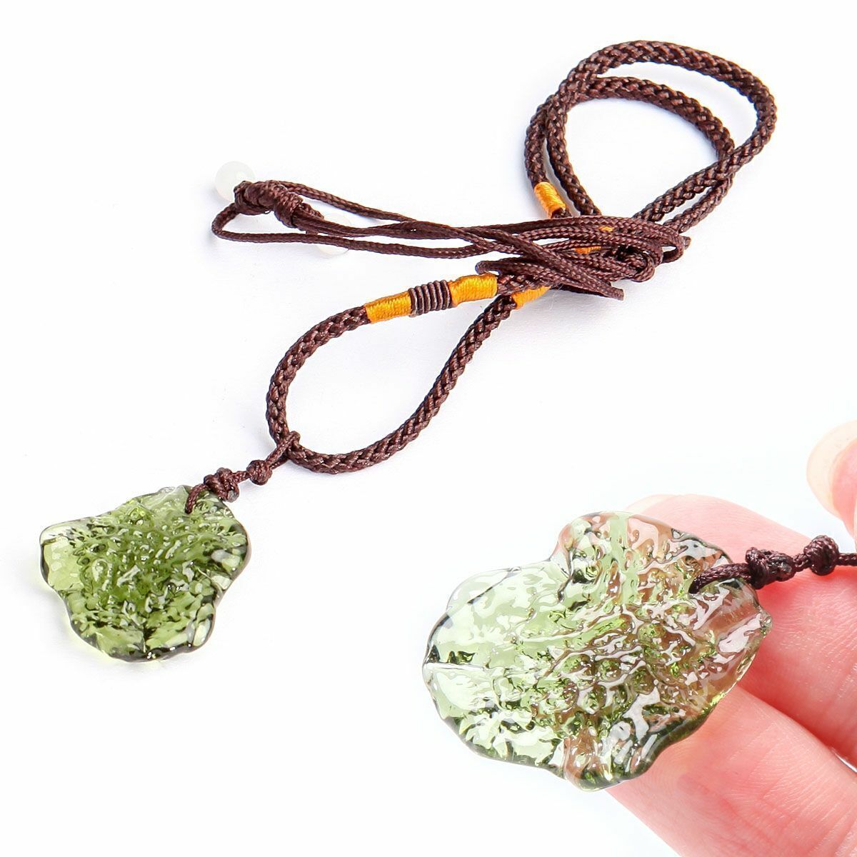 Natural Green Czech Moldavite Meteorite Impact Pendant Necklace Chakra Healing