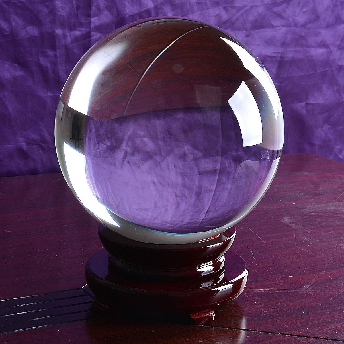 LONGWIN 250MM Clear Crystal Ball Meditation Glass Sphere Photo Prop Free Stand