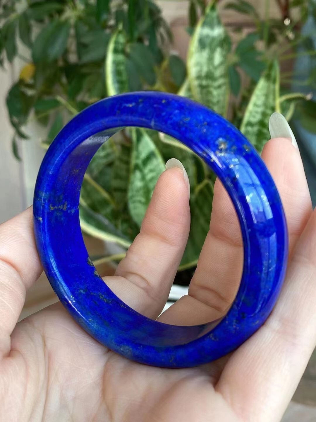 Natural Blue Lapis Lazuli Gemstone Crystal Woman BangleA AAA Inner Diameter 60mm