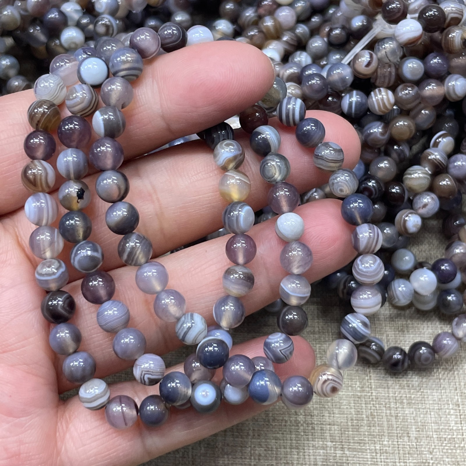 Wholesale 1 Pcs Persian agate Stone ball beads 6mm 7.5″ crystal Stretch Bracelet