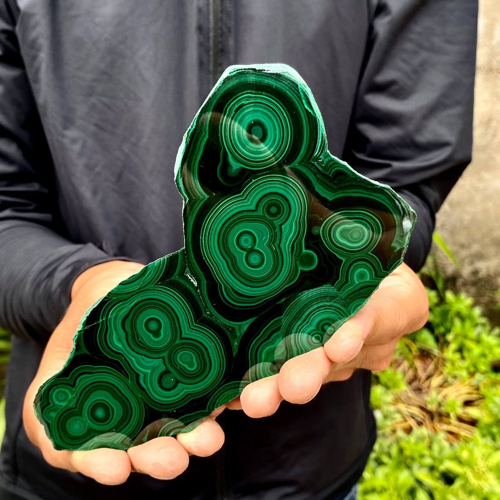 408G Natural malachite slice quartz crystal luster mineral specimen