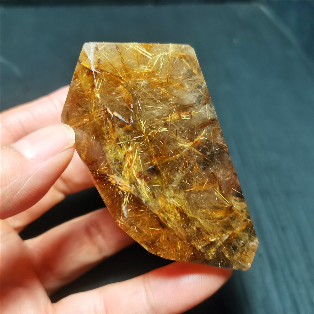Rare Clear Golden Rutilated Inclusions Stone Gold Needles Stone specimen CY30