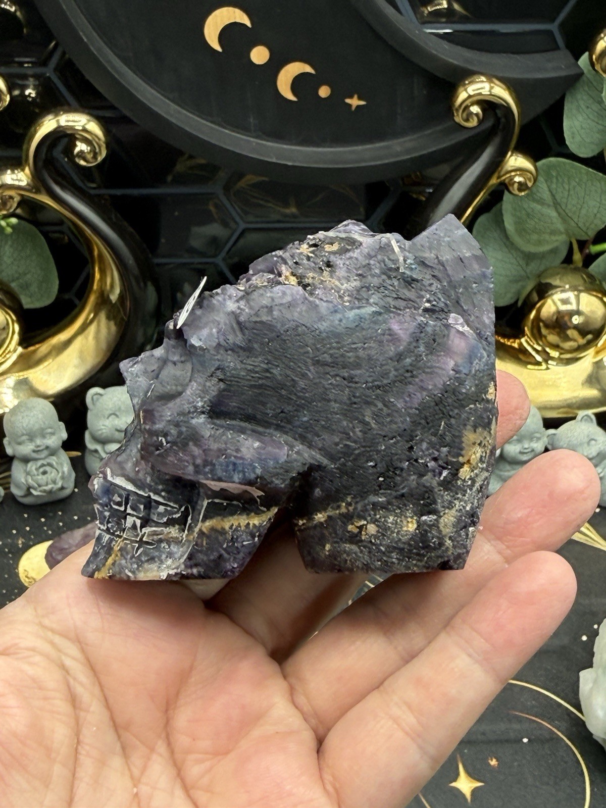 Natural Fluorite Skulls Raw Specimen Feather cube blue purple green free ship