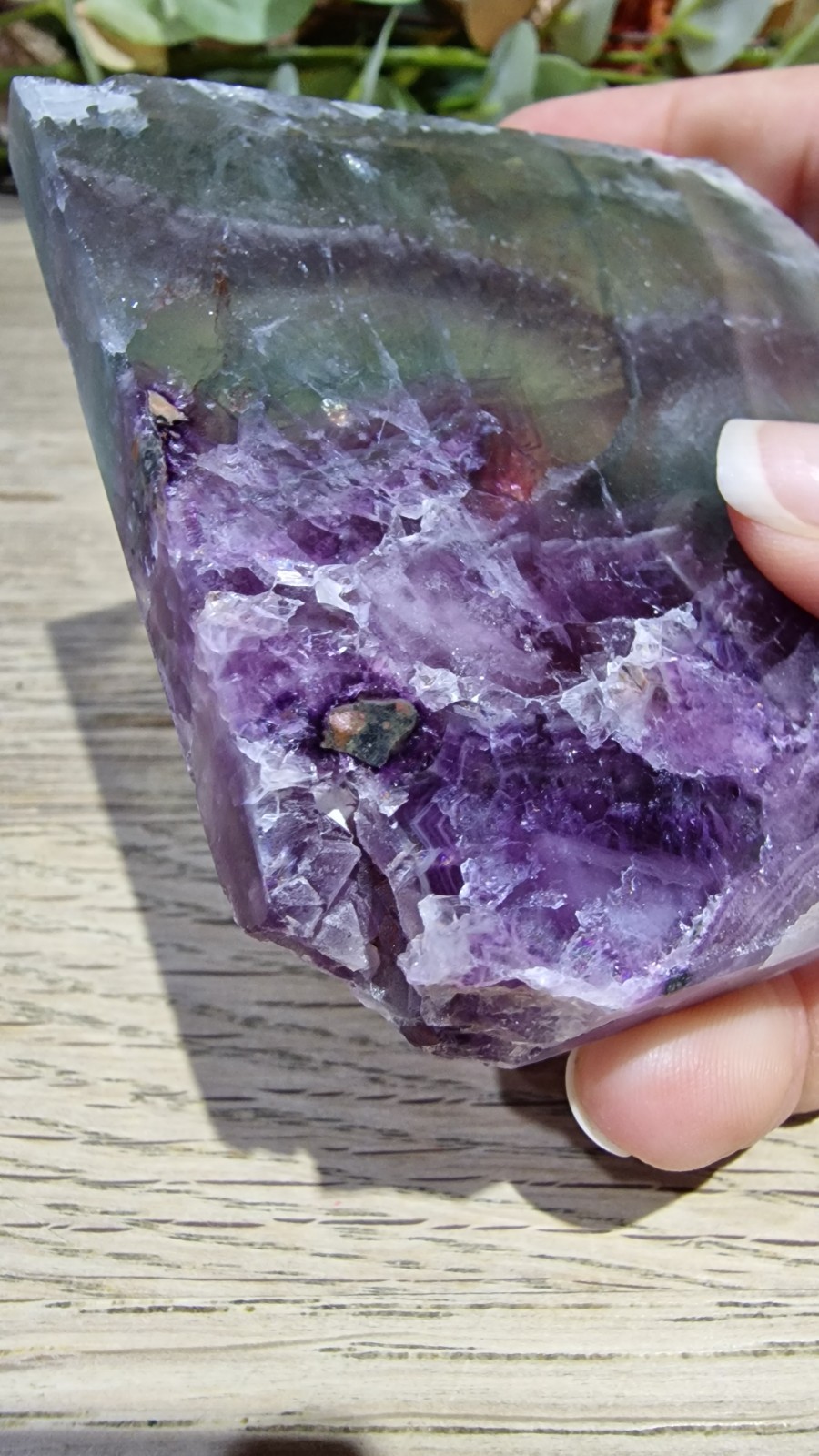 Rainbow Fluorite Crystal Slab Raw Specimen 205g UV Reactive Free Stand