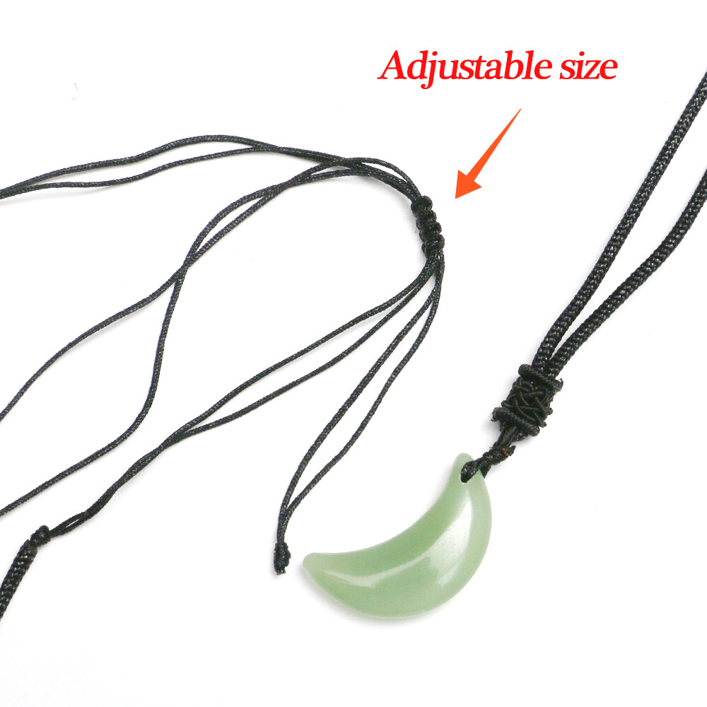 Natural Moon Necklace Crystal Stone Pendant Crescent Meniscus Healing Reiki Gift