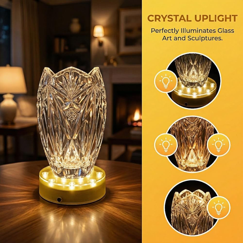4Inch Round LED Light Base for Glass Art, Vases, and Centerpieces
