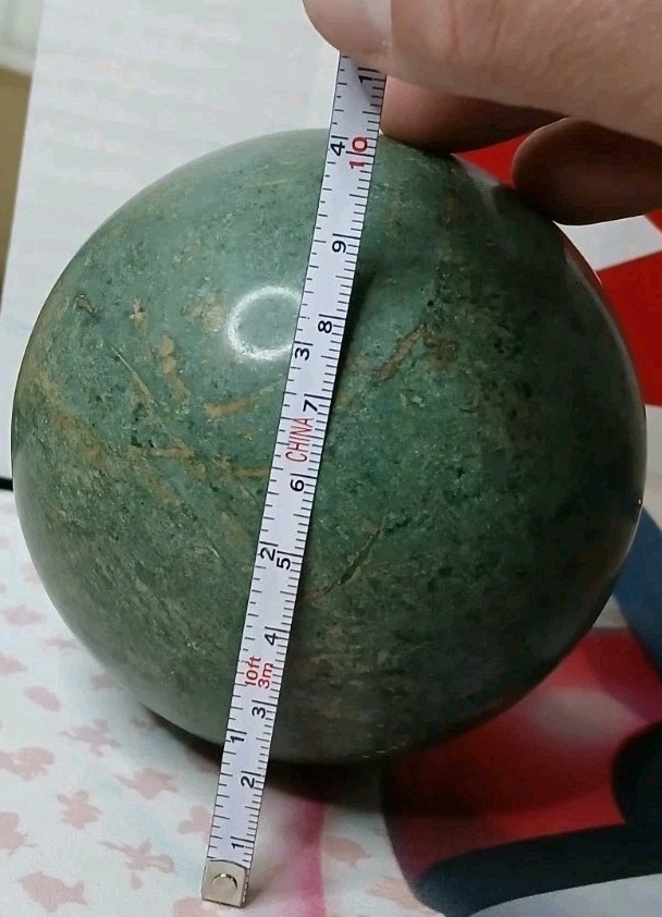 100% Natural Green Lushan Jade Aventurine CRYSTAL BALL SPHERE 4inx3.5! In.