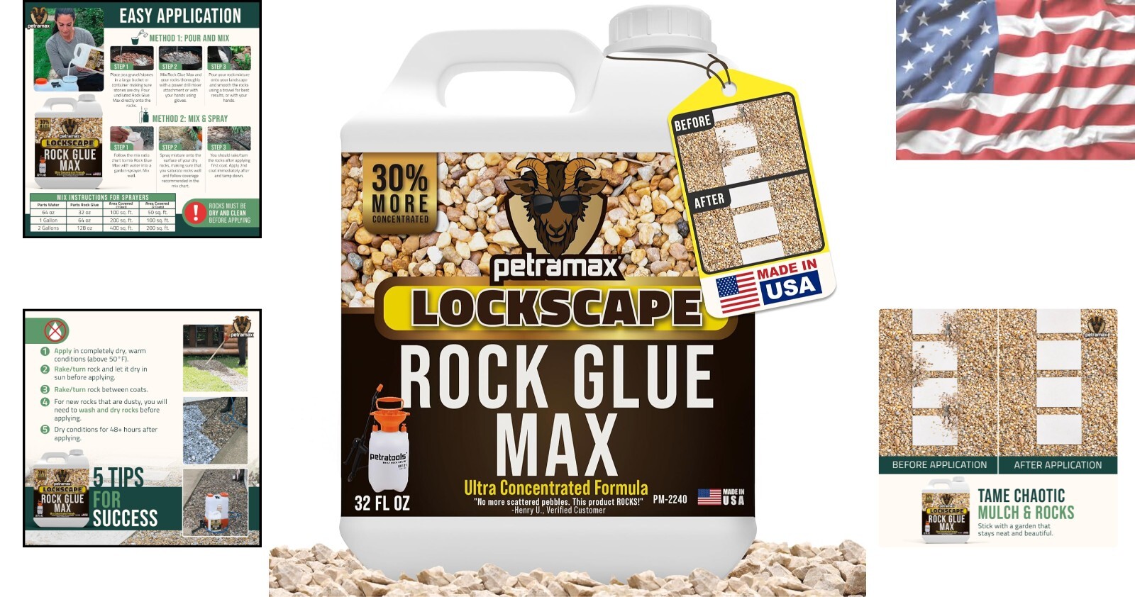 Max 32 oz Rock Glue – Fast-Drying Landscape Adhesive for Durable Erosion Control