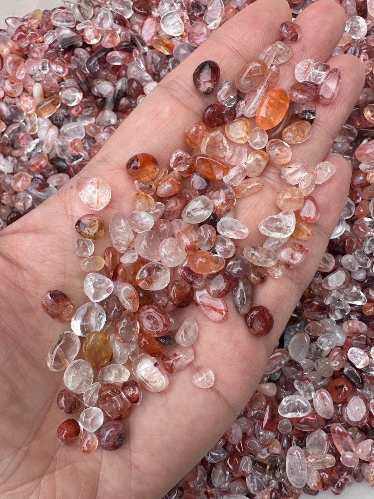 Fire Quartz Semi Tumbled Gemstone Mini Chips 5 – 11 mm, Wholesale Bulk Lot