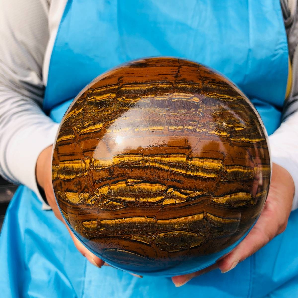 Rare 8.4 LB Natural Tiger’s Eye Sphere Tumbled Tiger’s Eye Ball Healing 4295