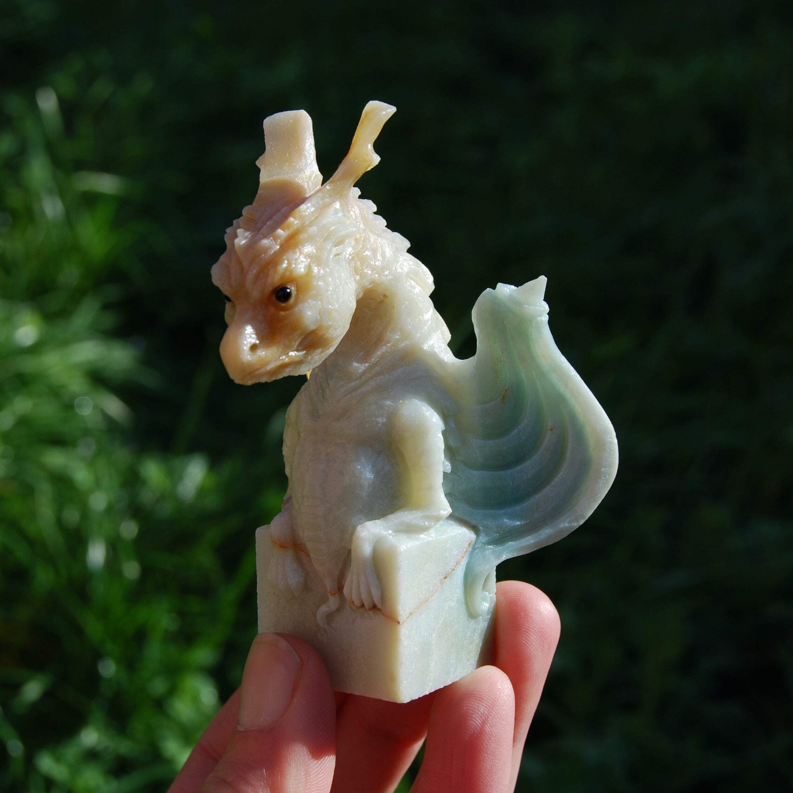 Chinese Amazonite Dragon Crystal Carving