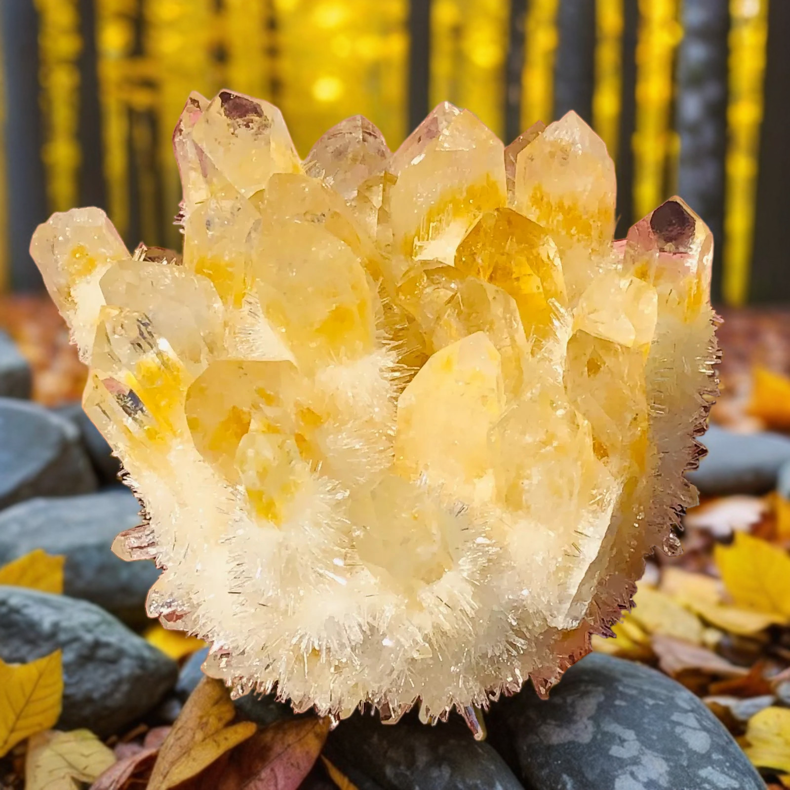 400g+ Natural Raw Citrine Point Phantom Geode Cluster Mineral Specimen Ornaments