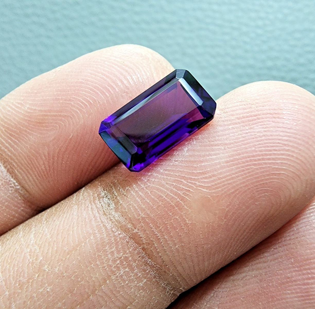 Glowing Purple Amethyst 3.80 Ct Emerald Cut Lab-Created Loose Gemstone Ring
