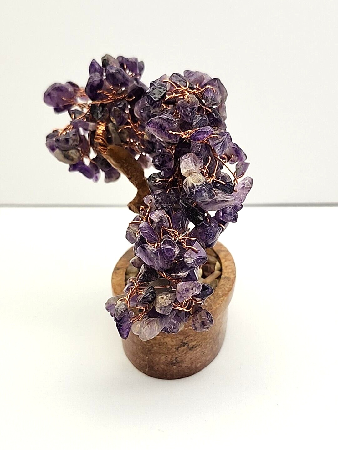 Natural Amethyst Crystal Tumbled Stone Tree of Life Healing Money Decor B14-2258