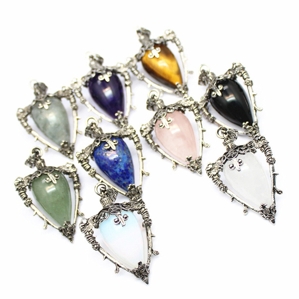 Waterdrop Chakra Pendulum Crystal for Dowsing Spiritual Divination Stone Pendant