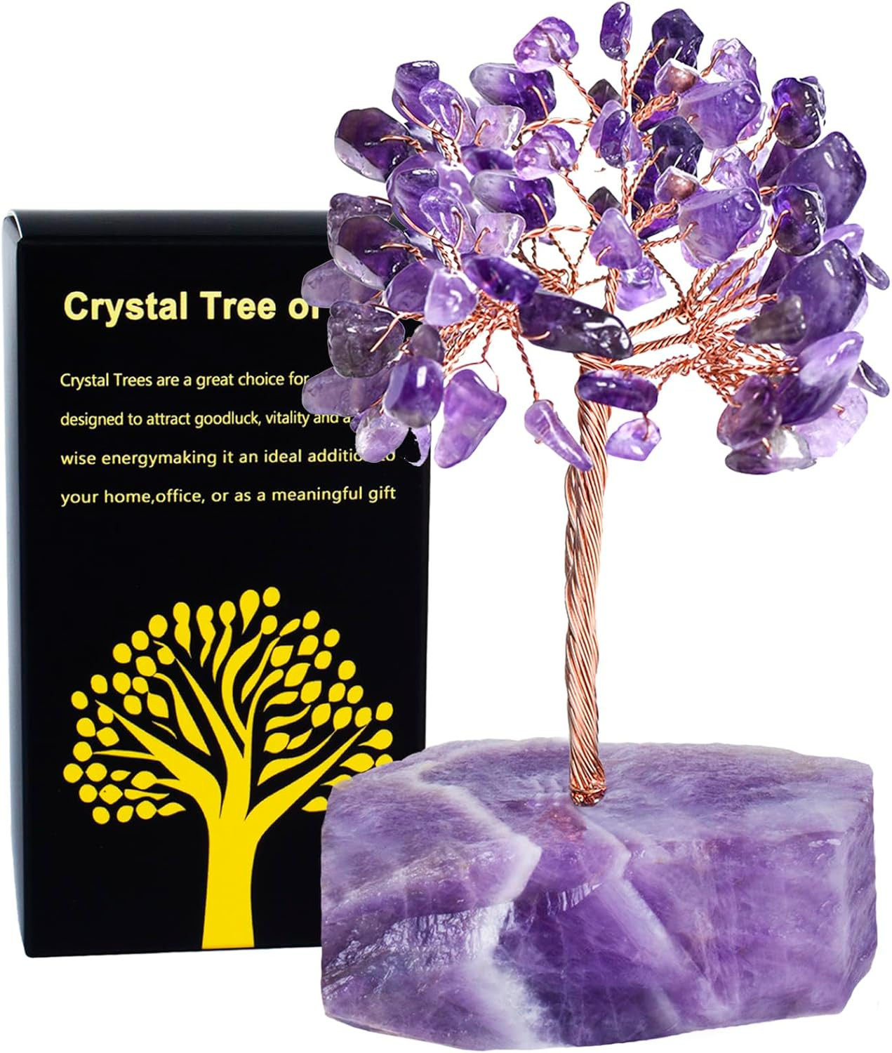 Amethyst Crystal Tree of Life,4 Inch Natural Healing Stones,Reiki Energy Money T