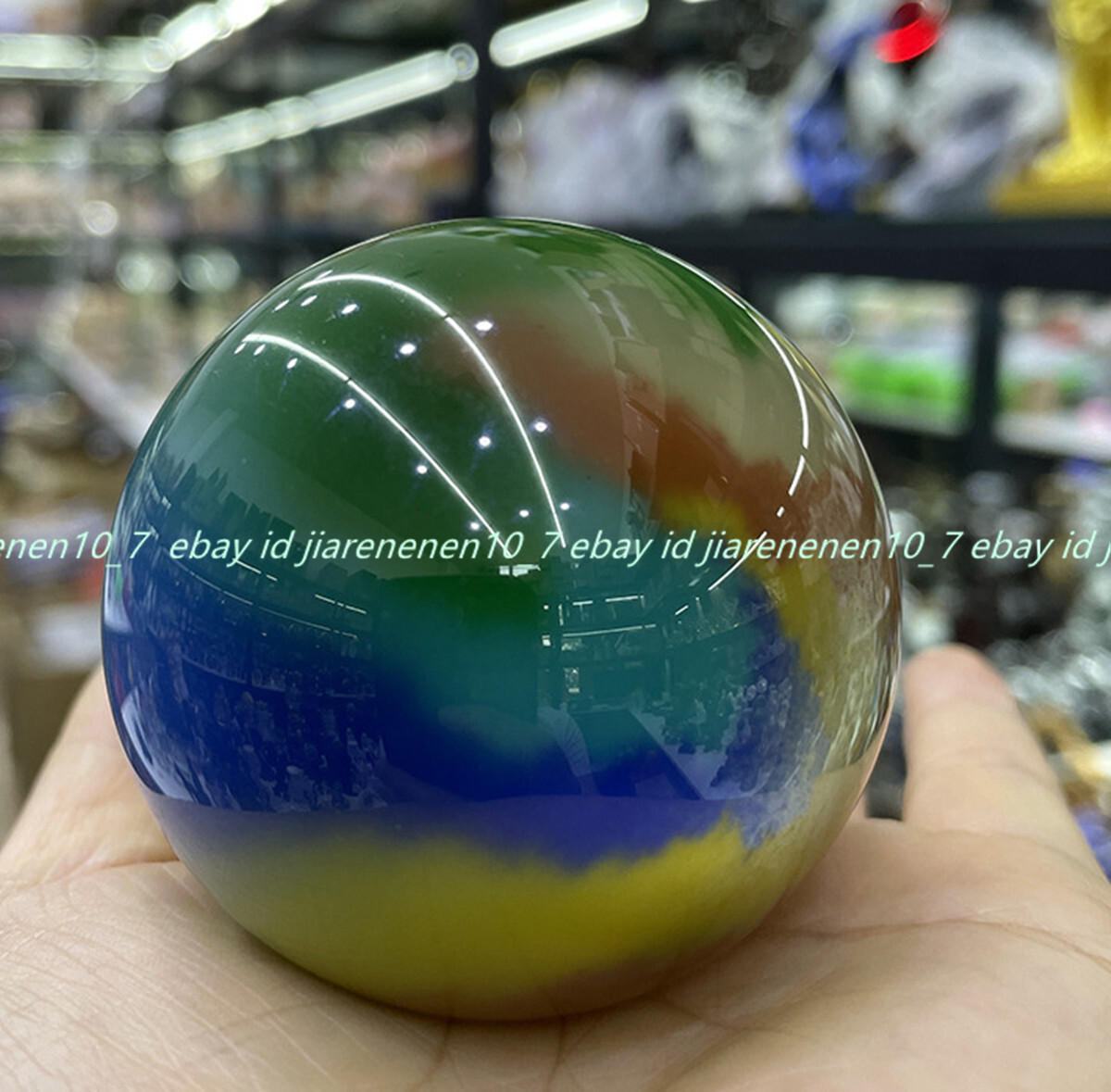 Natural 40mm Multicolor Cat’s Eye Stone Ball Quartz Crystal Reiki Healing Sphere