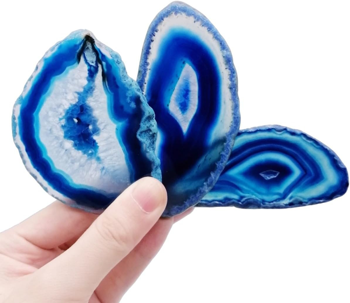 15Pcs Irregular Agate Geode Light Table Slice Bulk Dyed Blue Color Polished Agat