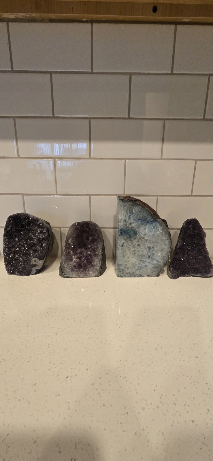 3 Amethyst Quartz Stone + 1 Agate Natural Crystal Size 5-6 in