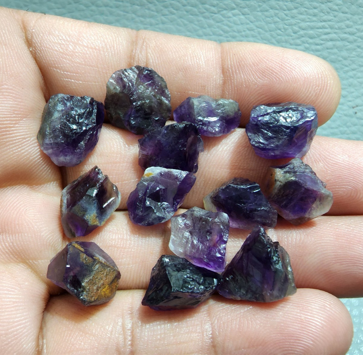 12 Pcs Glowing A+ Purple Amethyst Rough Gemstone Raw Size 13-15 MM Crystal Rough