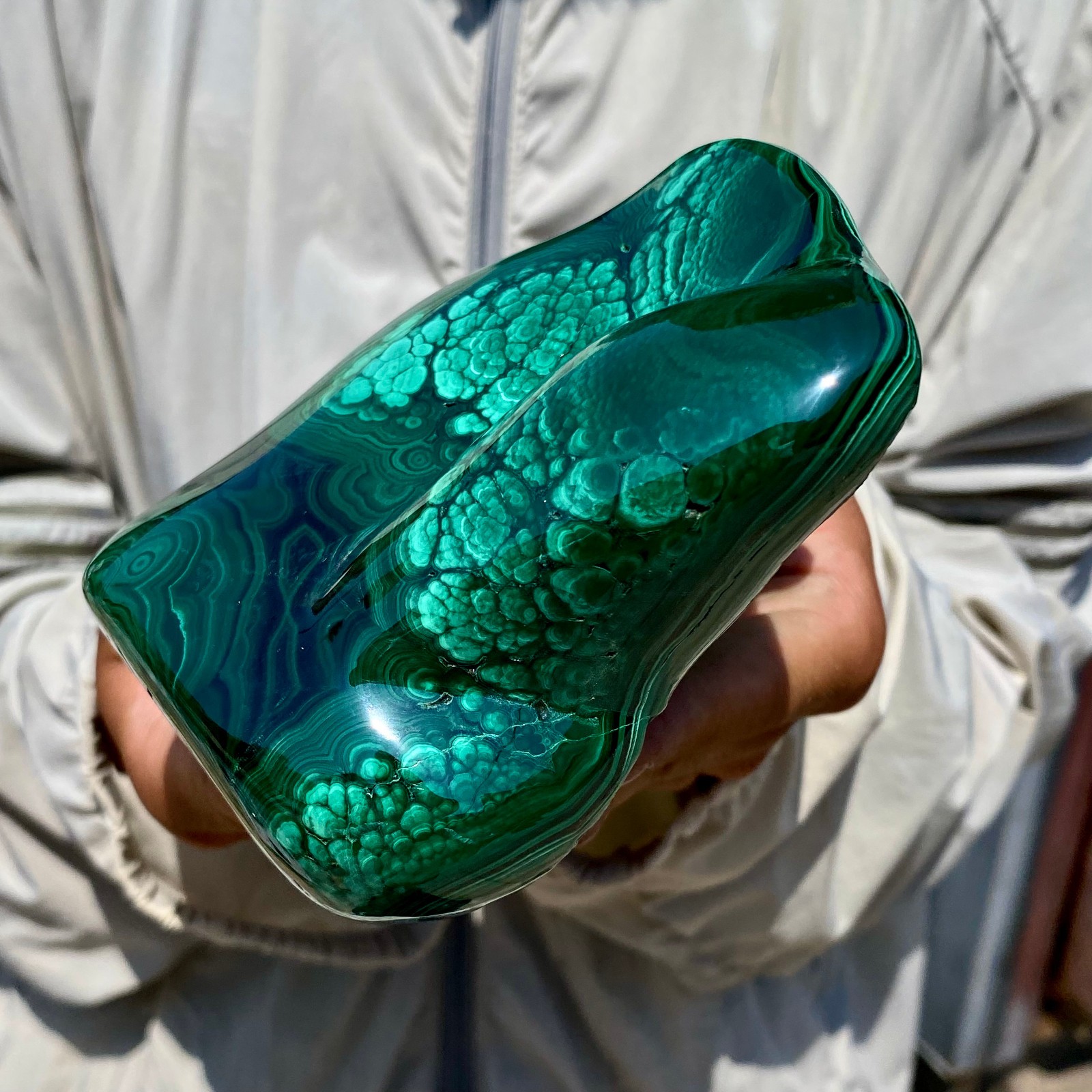 2.4LB Natural glossy Malachite transparent cluster rough mineral sample