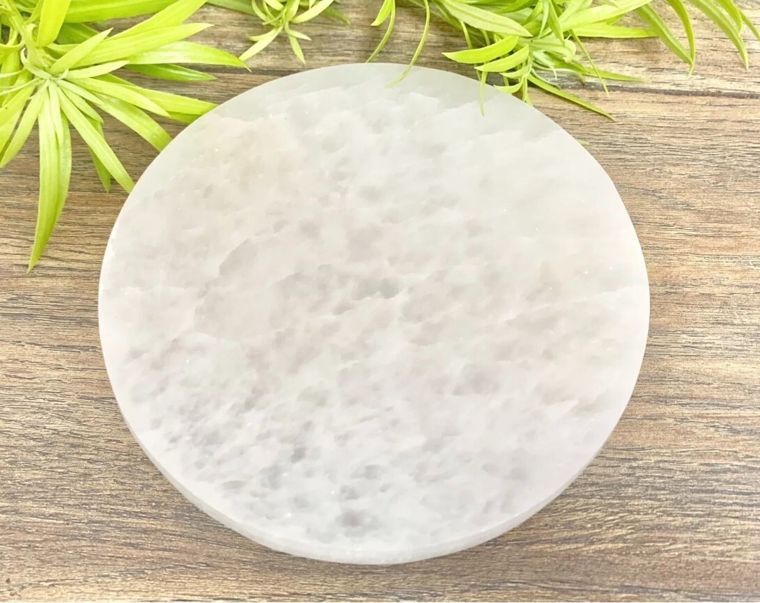 Polished Selenite Plate Charging Plate Selenite Crystal Plate Round Ruler Square