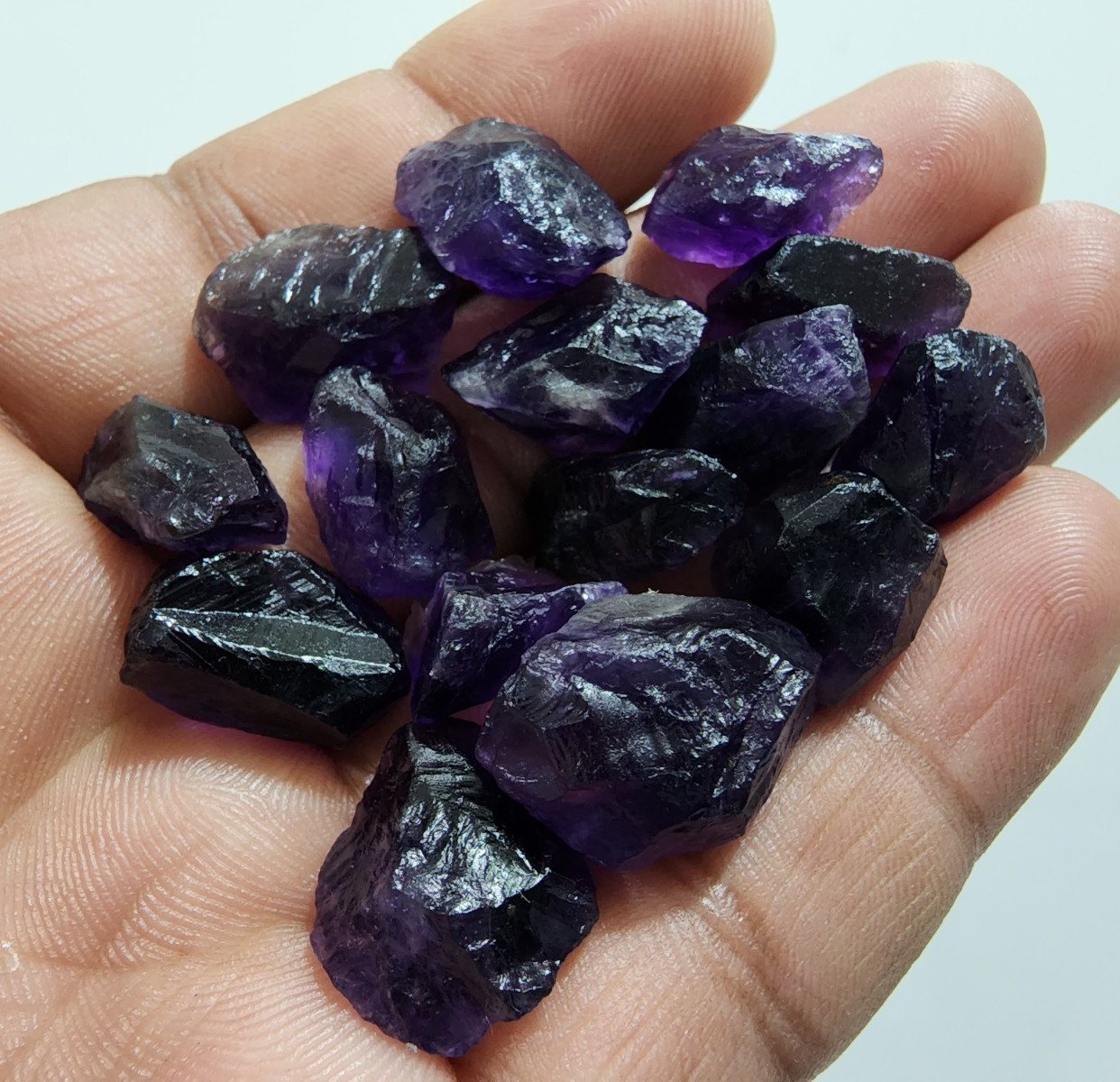 16 Pcs Amazing Purple Amethyst Rough Gemstone Chunks Size 15-20 MM Loose Rough