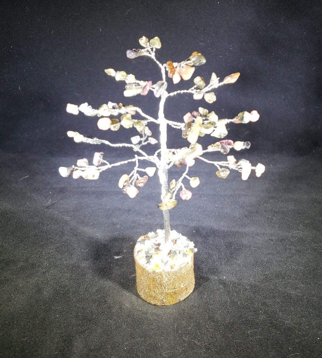 NATURAL MULTI-TOURMALINE GEMSTONE CHIP TREE WITH 100 STONES CRYSTAL TREE OF LIFE