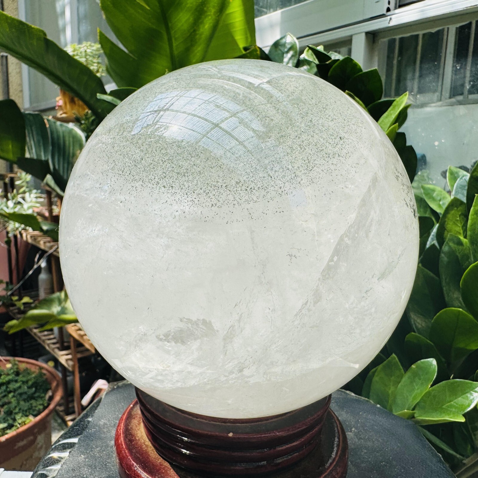 11.52LB Rare Natural Green Ghost phantom quart ball carved crystal sphere reiki