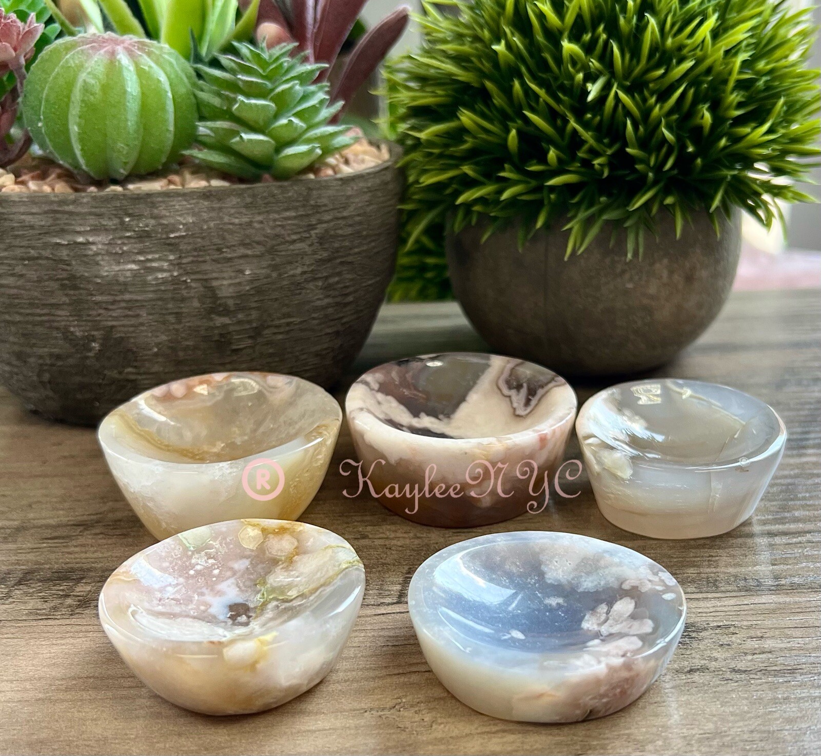 Wholesale Lot 5-8 PCs Natural Flower Agate Bowls Crystal Healing 0.9 – 1 Lb