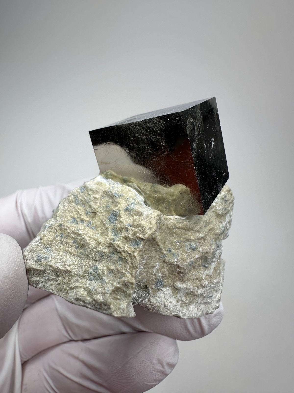 Rare Lustrous Pyrite Cube on Matrix__Navajun Mine, Spain