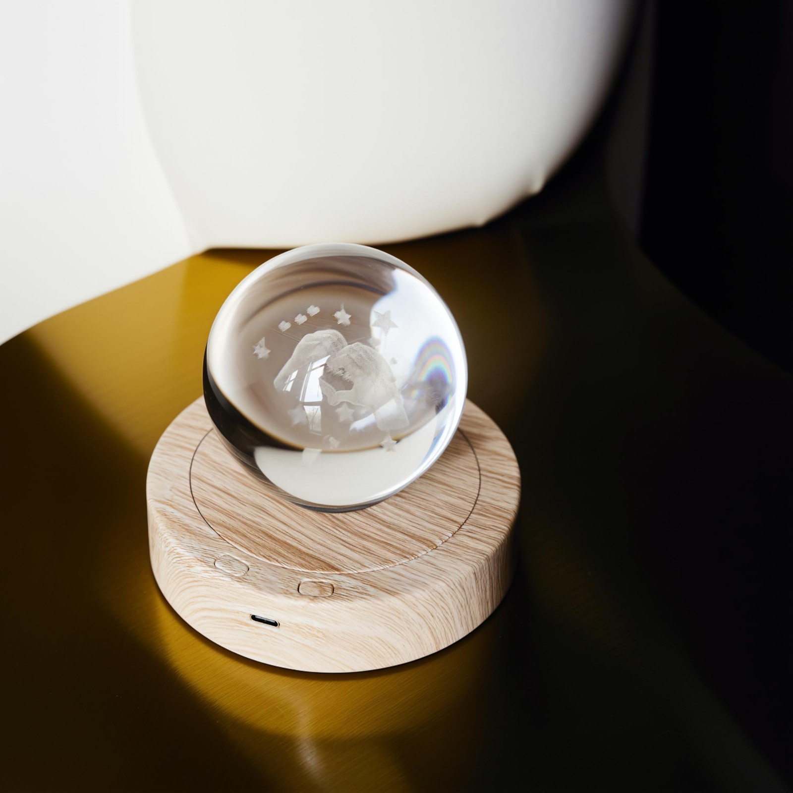 Light Base for Glass Art 4.5″ Rotating Display Wood Base