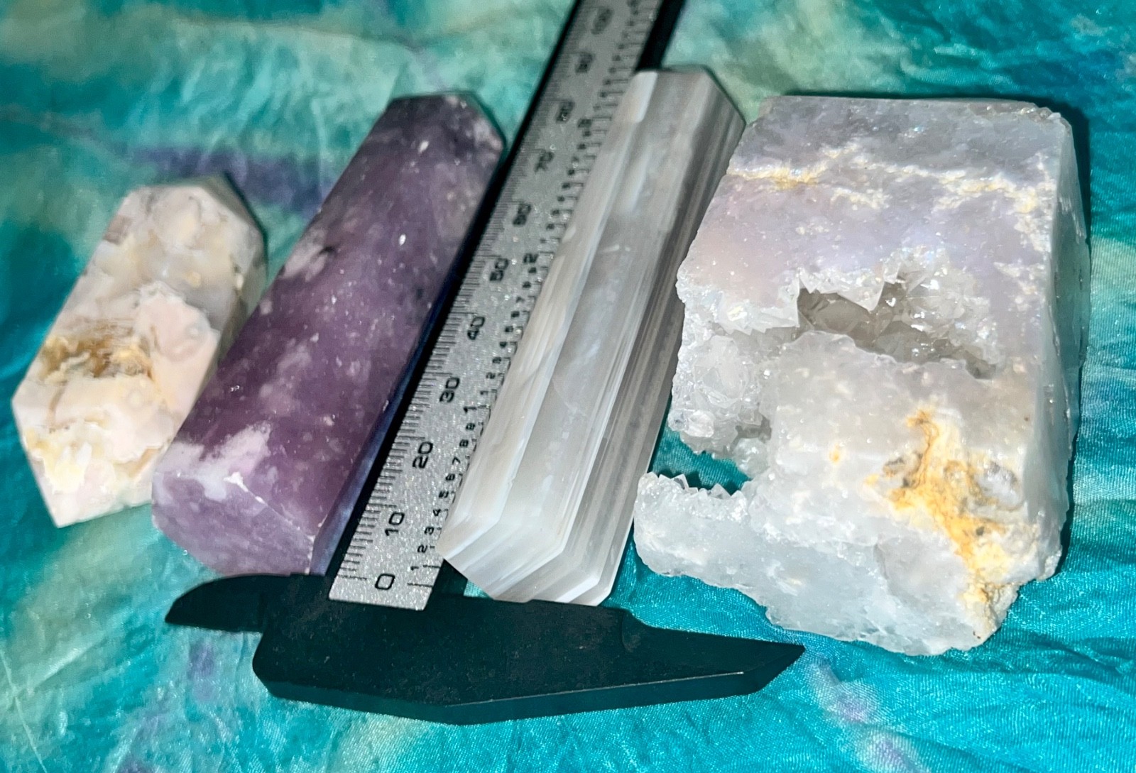 🌸 Flower Agate DT Aura Quartz Pink Tourmaline Banded Agate crystals reiki 258g