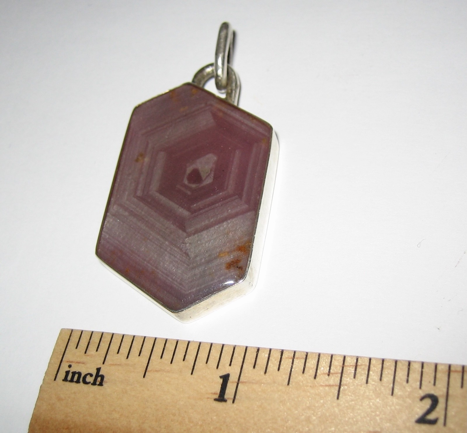 36mm x 22mm RUBY CRYSTAL STONE MINERAL SILVER PENDANT TANZANIA W/ RESIN COATING