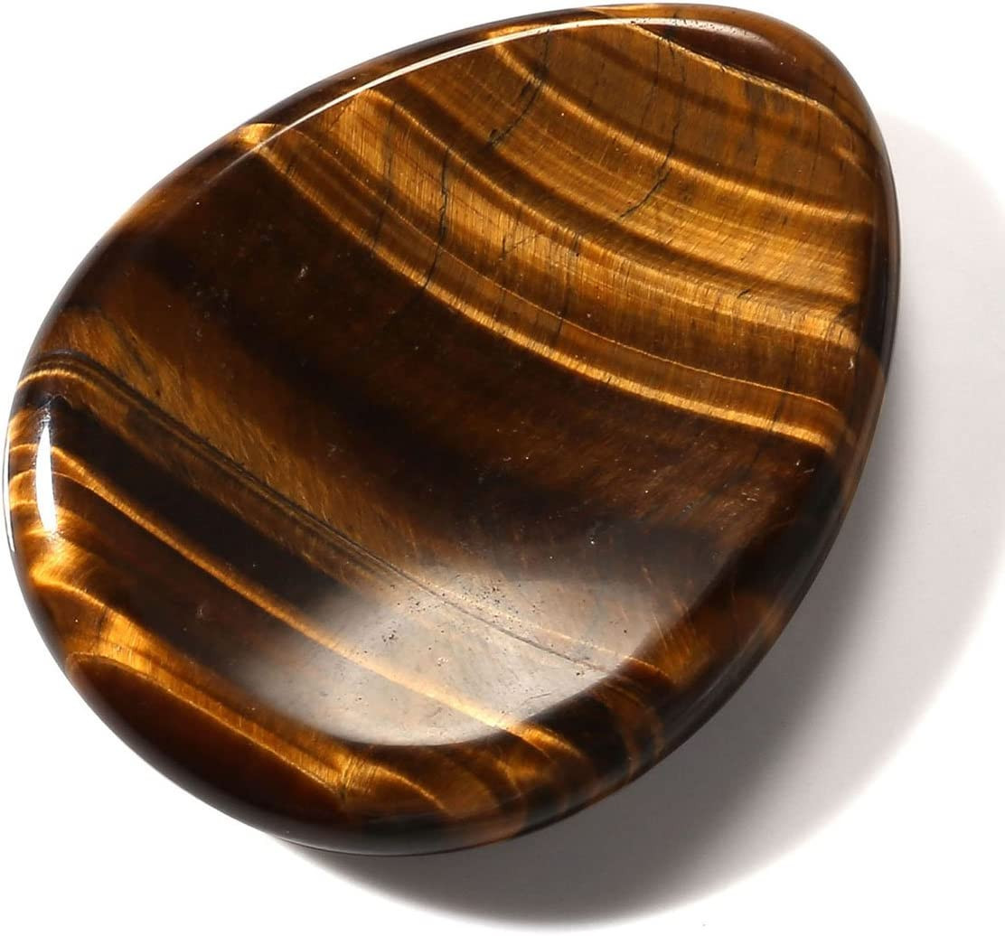 Tiger’S Eye Thumb Worry Stone Healing Crystal Pocket Palm Stone Worry Stones for