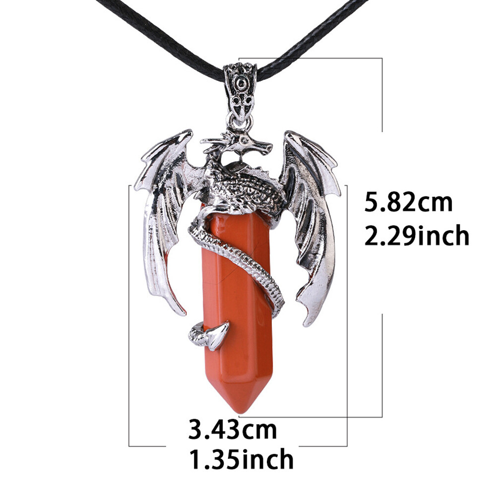 Natural Dragon Hexagon Healing Reiki Crystal Quartz Stone Pendant Necklace Gifts