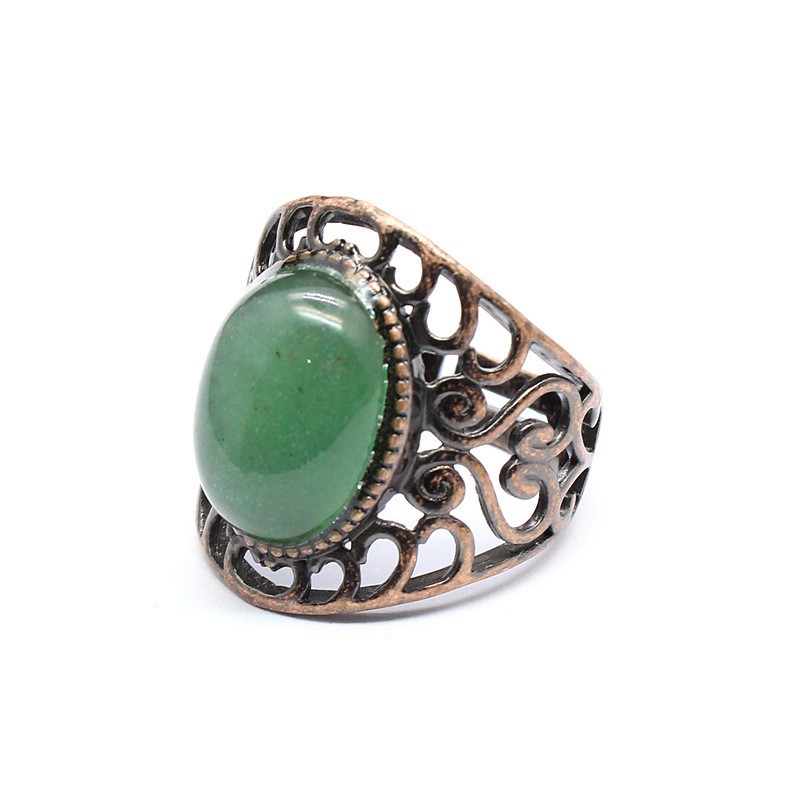 3-5PCS Natural crystal retro style crystal inlaid hollow ring