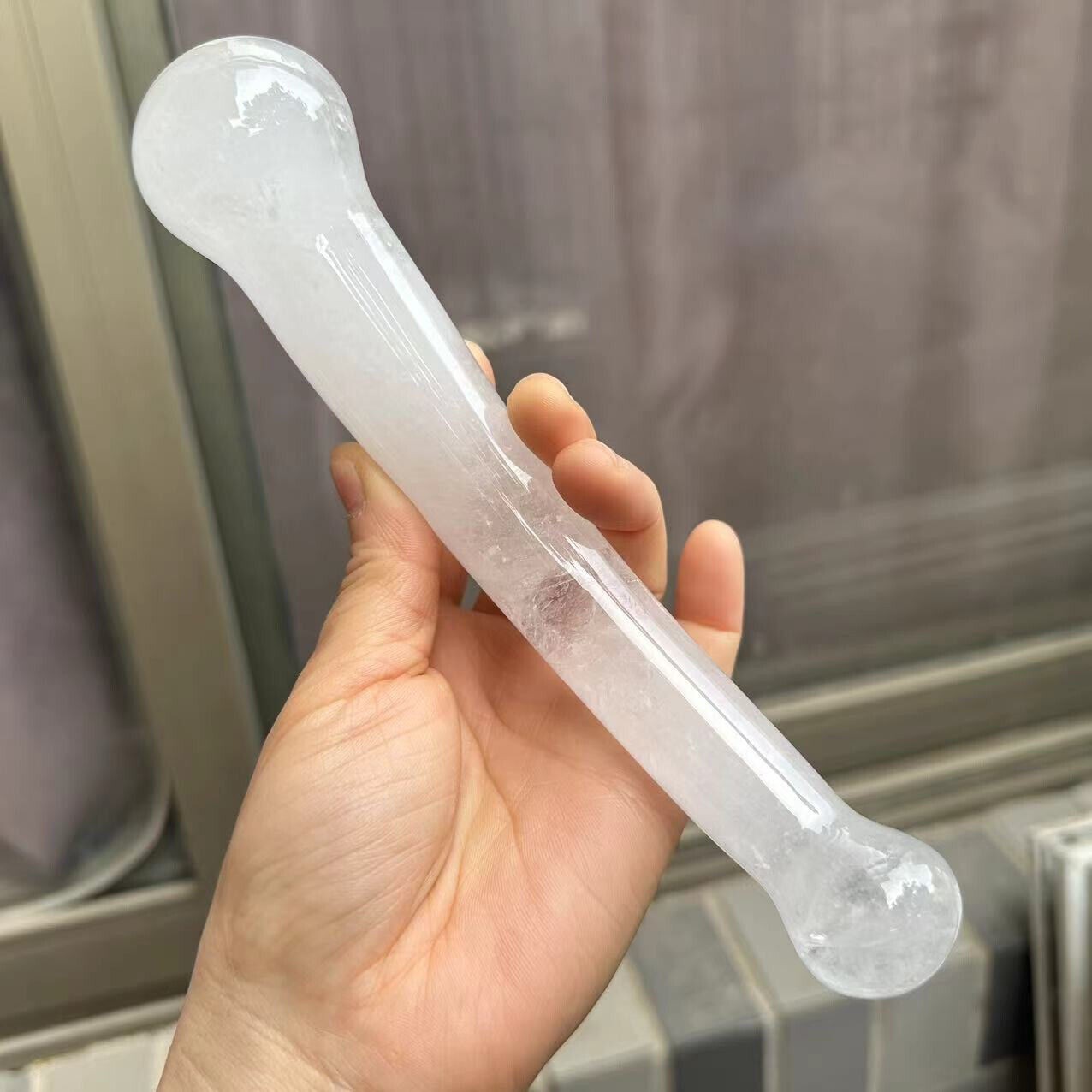 1PC Natural White Quartz Crystal Massage Penis Wand Gemstone Yoni Healing