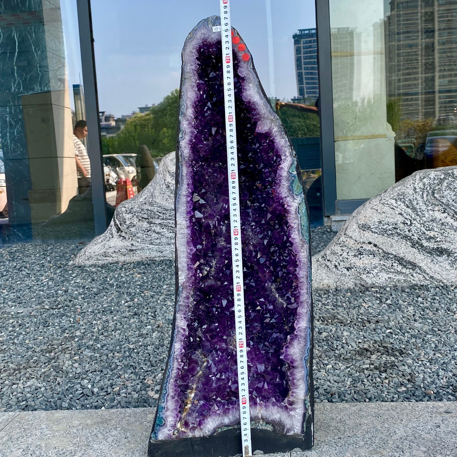 105LB Natural Amethyst Geode Quartz Crystal Cluster Cathedral Energy healing