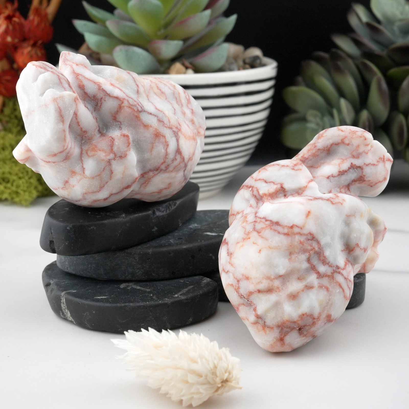 Red Network Jasper Anatomical Heart Crystal Healing Decor Spiritual Gift Stone