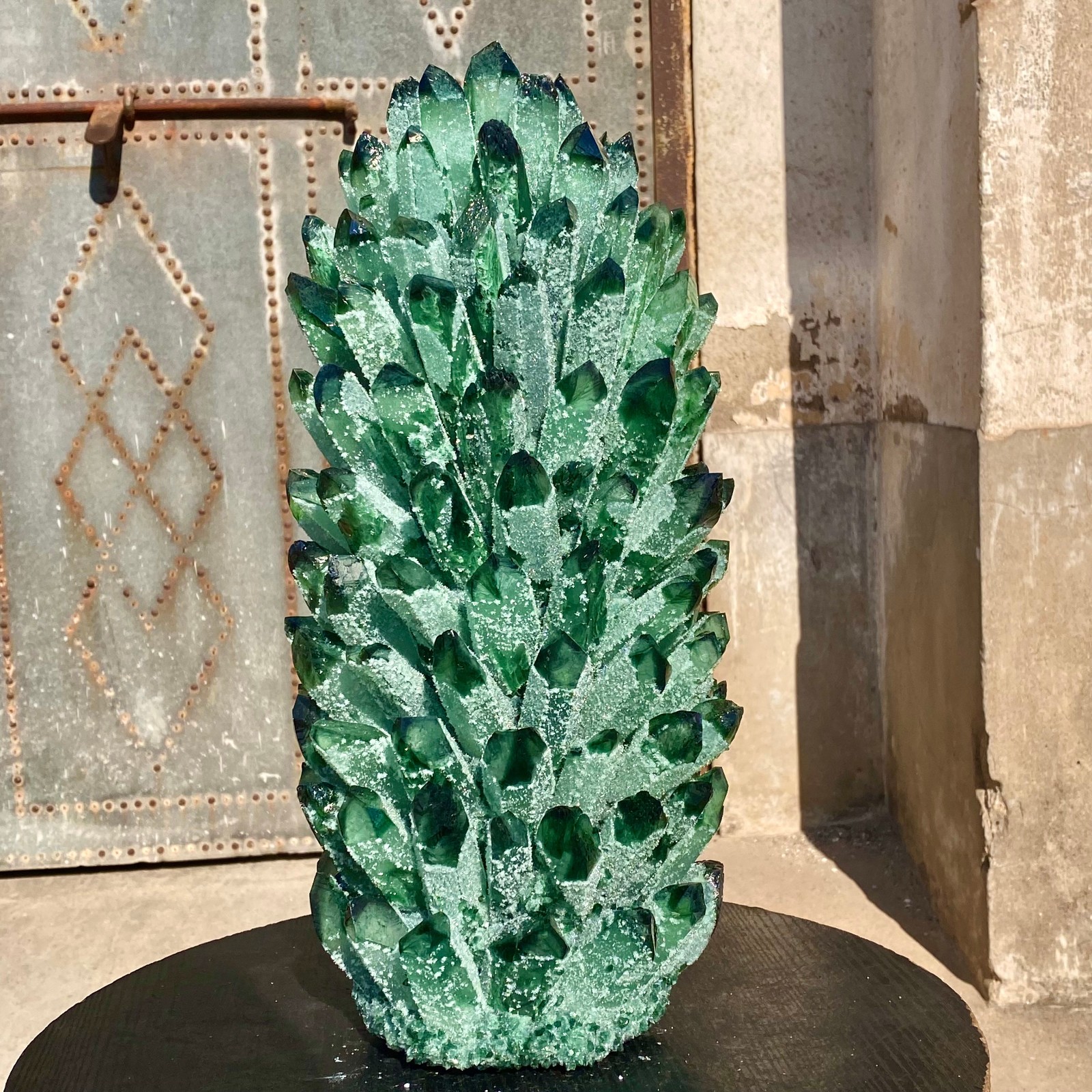 29LB New Find green Phantom Crystal Quartz Cluster Mineral Specimen Healing