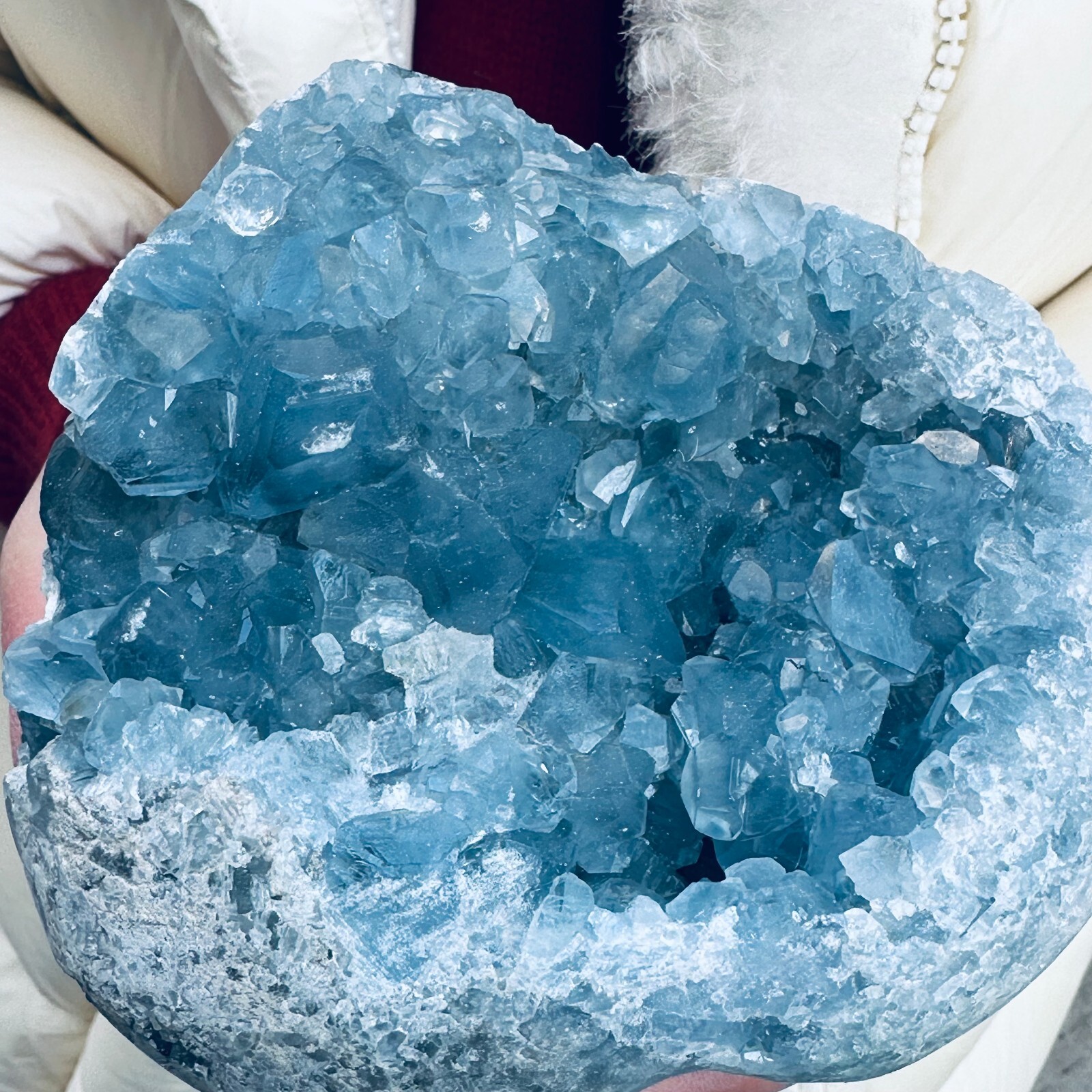 4LB natural blue celestite geode quartz crystal mineral specimen healing