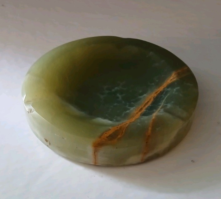 Natural Afghan Jade quartz crystal ashtray Mineral specimen Healing 4¾”x3/4″