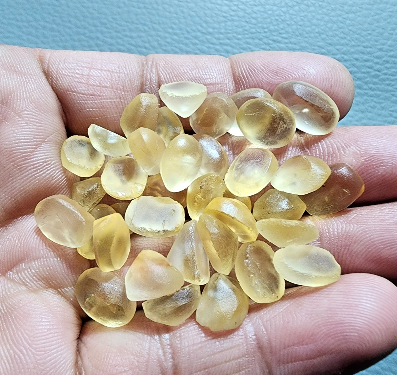 35 Pcs Yellow Citrine Topaz Without Cutting, 10-13MM Faceted Cabochon Gemstone