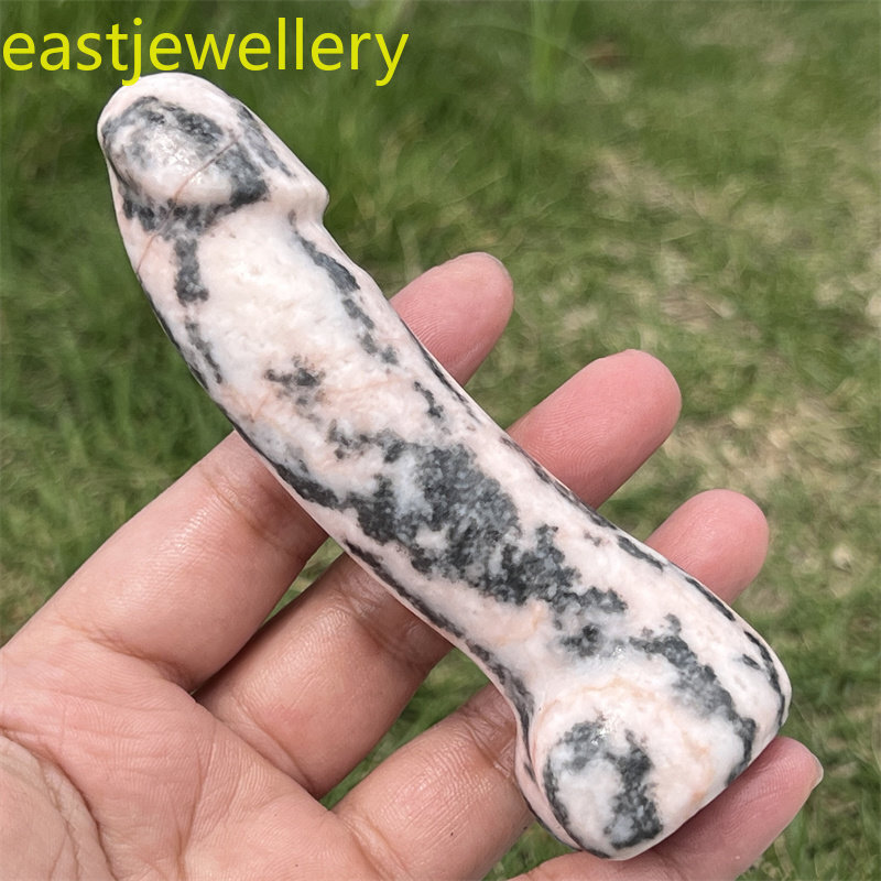 4.2″ Natural Pink Zebra Male Penis skull quartz crystal skull Figurines gem 1pc