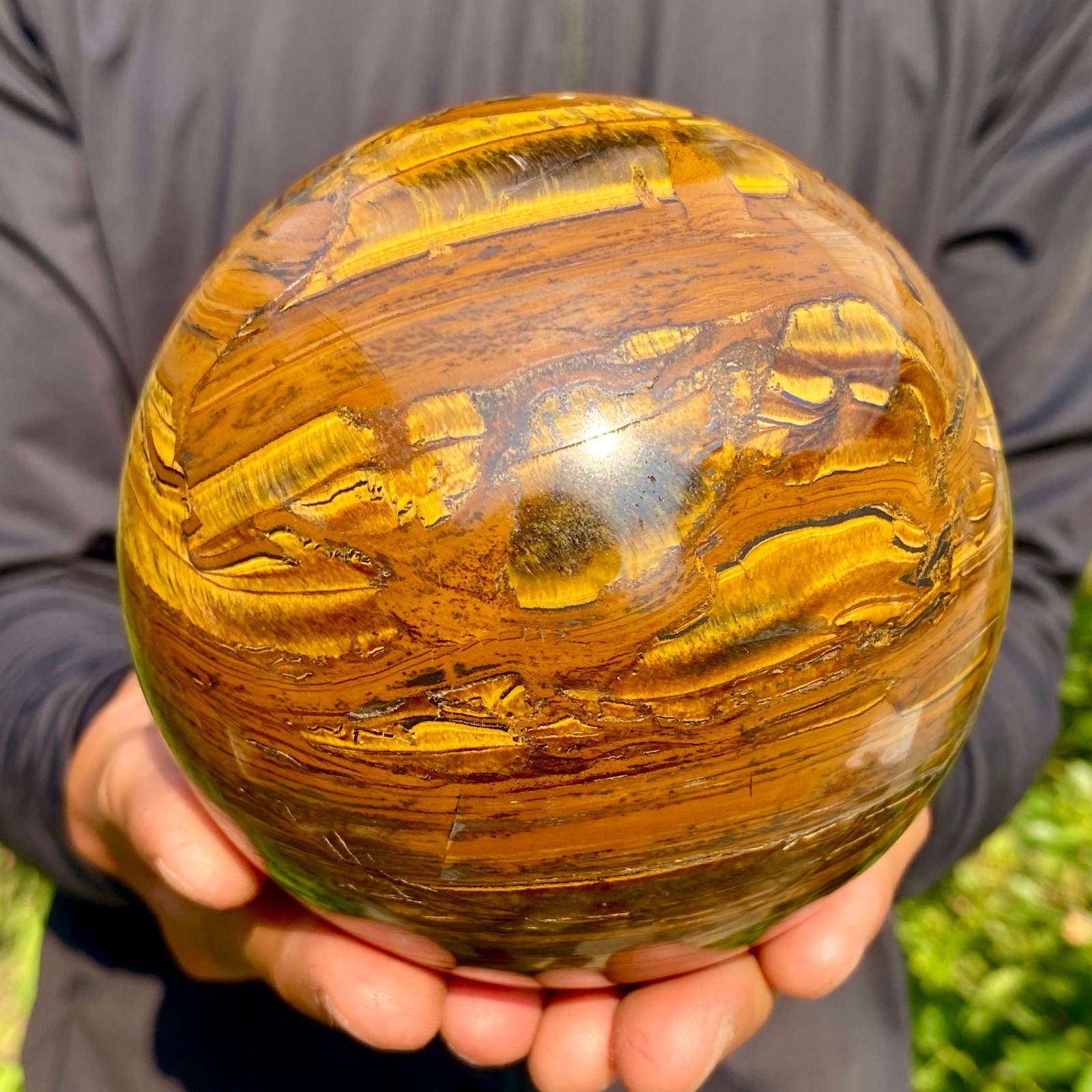 4.47LB Large Natural Tiger’s Eye Ball Quartz Crystal Sphere Gem Healing Décor