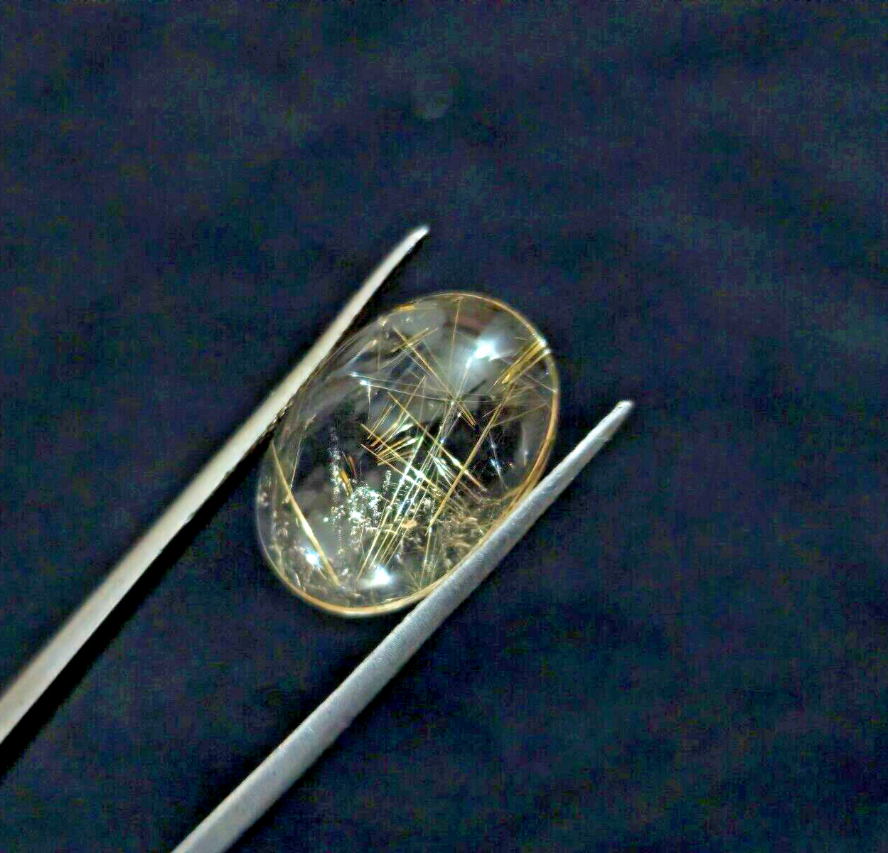 A+ 7.85 Crt Golden Rutiled Quartz Oval Shape Cabochon Loose Gemstone For Jewelry