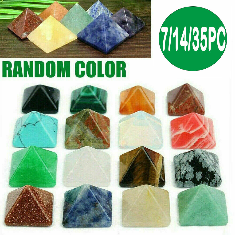Set of 7/14/35Pcs Pyramid Chakra Natural Stone Crystal Healing Spirituality Kits