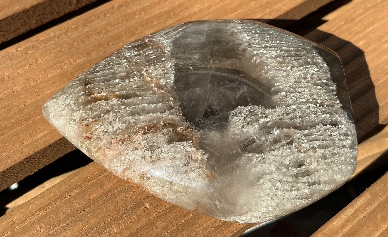 146g Thousand Layer Quartz Teardrop Lodolite Crystal Gemstone Chakra Healing