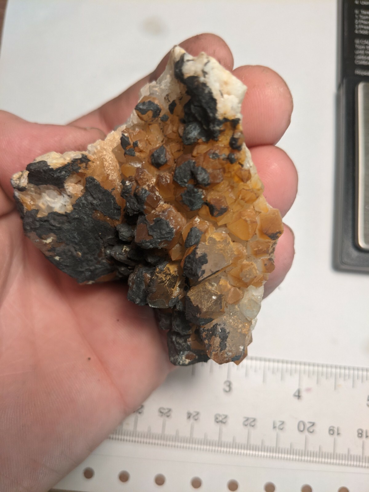 Orange Black Skeletal Iron Coated Quartz Crystal Cluster Diamond Hill SC